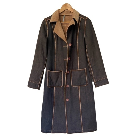 Vintage Hot Sauce denim and Sherpa lined duster coat. Size S - Picture 1 of 6